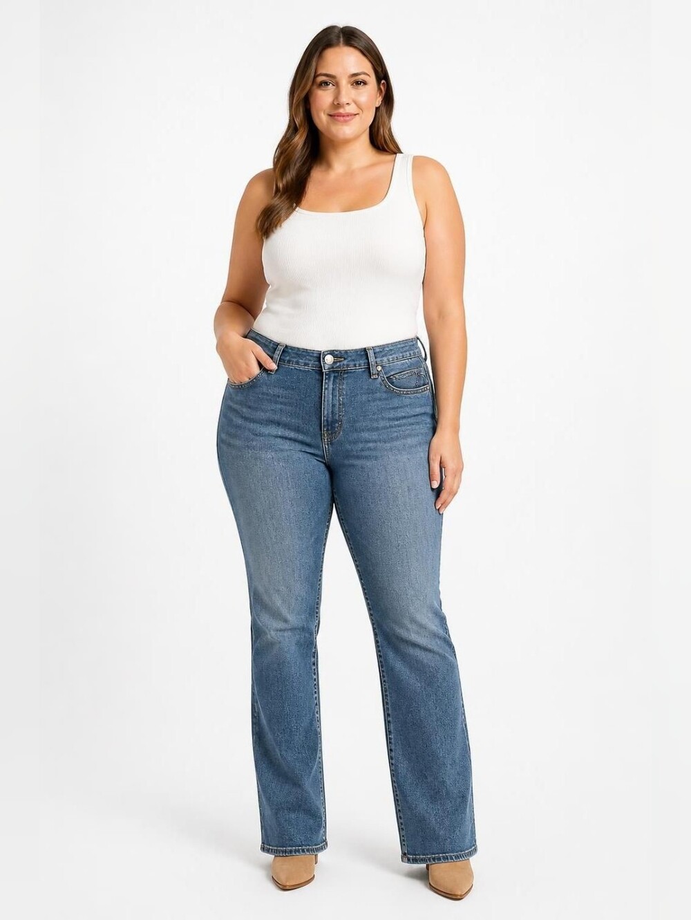 C Est 1946 Curvy 14 Dark Blue Denim Jeans With Bling On Back Pockets